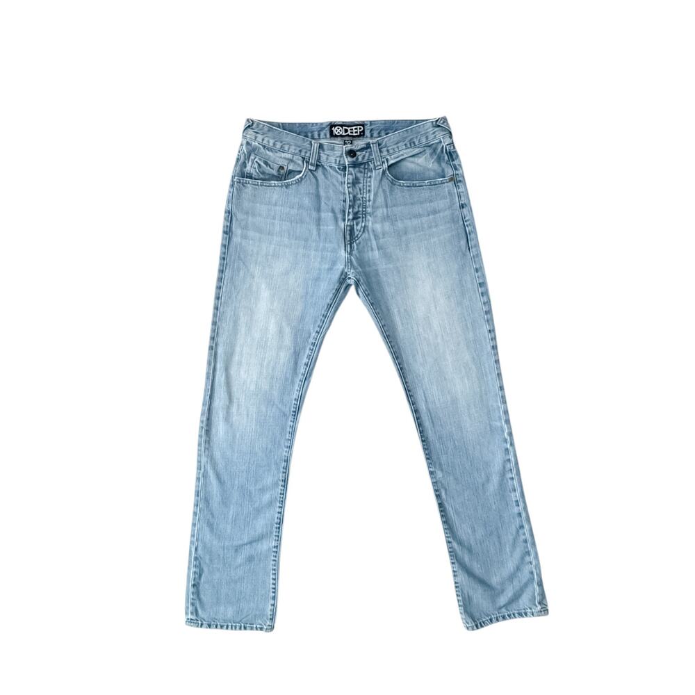 10.DEEP Men's Light Wash Slim Straight Jeans 32x31